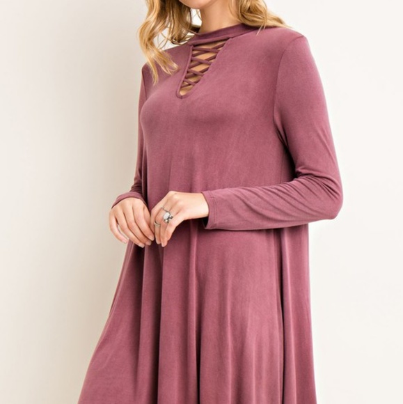 Jersey Mock Neck Dress with Cutouts - Picture 4 of 6